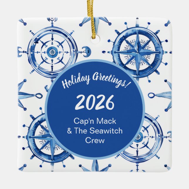 Ornamento De Cerâmica Compass Rose (Frente)