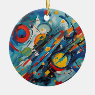 Ornamento De Cerâmica Composição Abstrata Dinâmica Colisão Celestial
