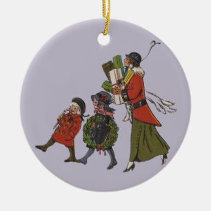 Ornamento De Cerâmica Compras de Natal ao Estilo Antigo: Diversão para a