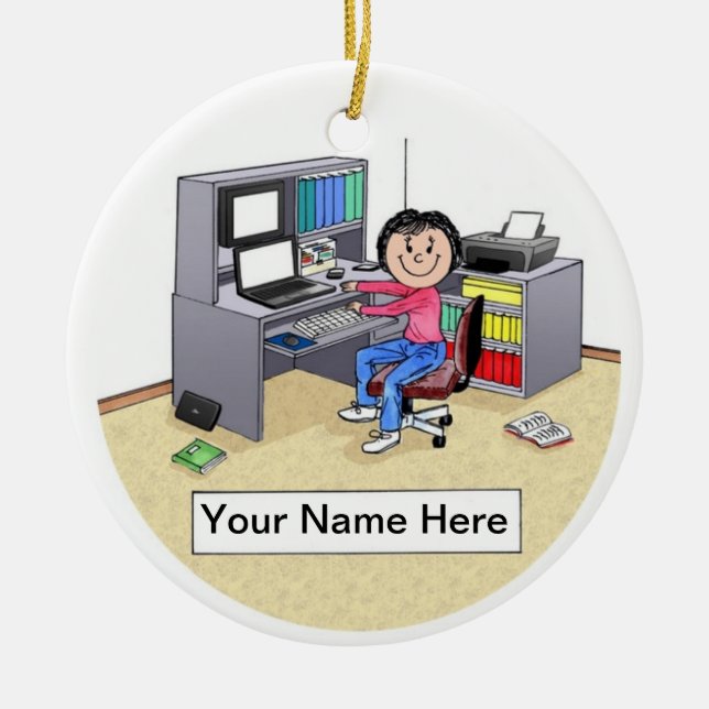 Ornamento De Cerâmica Computador de TI - Amigos (Frente)