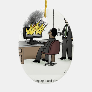 Ornamento De Cerâmica Computador e desenhos animados engraçados do