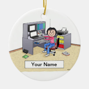 Ornamento De Cerâmica Computador - Mulher
