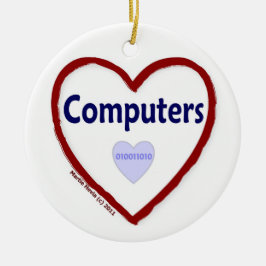 Ornamento De Cerâmica Computadores com amor