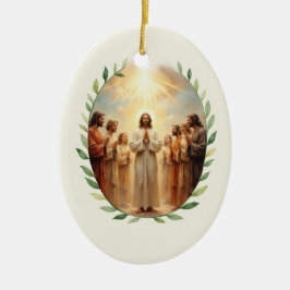 Ornamento De Cerâmica Comunhão dos Santos Paz e Bênçãos de Deus