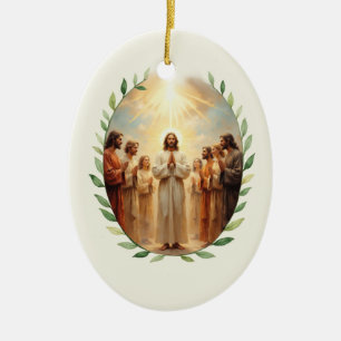 Ornamento De Cerâmica Comunhão dos Santos Paz e Bênçãos de Deus