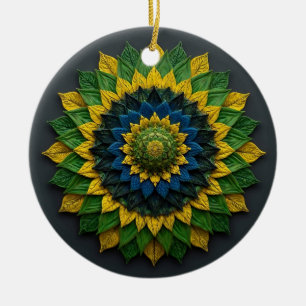 Ornamento De Cerâmica Concentric Solar Foliage - Ceramic Ornament
