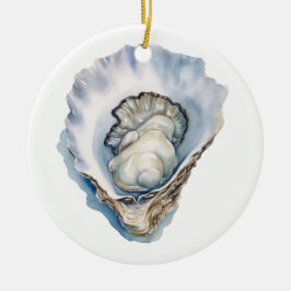 Ornamento De Cerâmica Concha de Ostra Aquarela