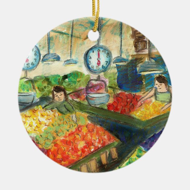 Ornamento De Cerâmica Concurso para o produto (Pike Place Seattle) (Frente)