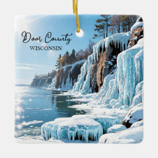 Ornamento De Cerâmica Condado de Door Wisconsin Poema de Inverno Natal