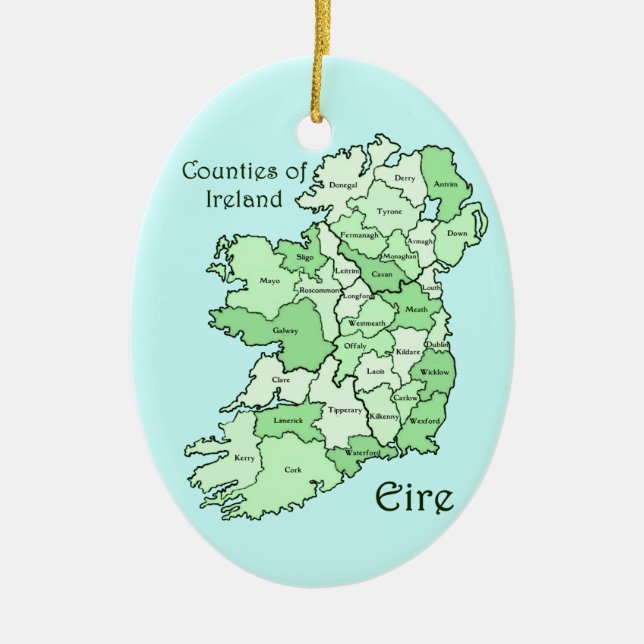 Ornamento De Cerâmica Condados do mapa de Ireland (Frente)