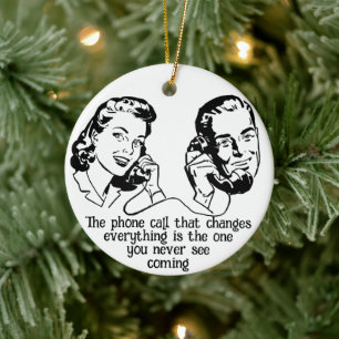 Ornamento De Cerâmica Conexão inesperada - Chamada telefônica do Casal V