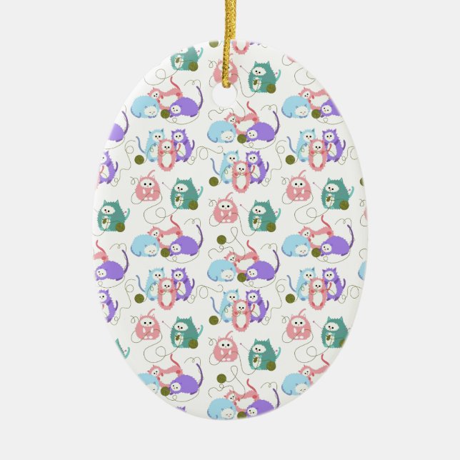 Ornamento De Cerâmica Confecção de malhas pequena de 3 gatinhos! (Frente)