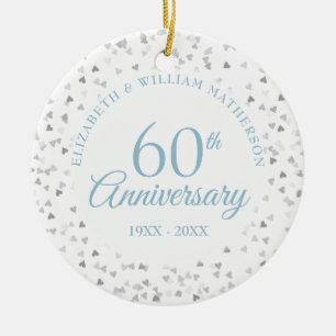 Ornamento De Cerâmica Confetes de Coração do 60º Aniversário