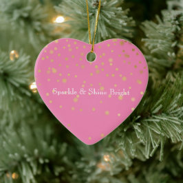 Ornamento De Cerâmica Confetti Dourado Rosa