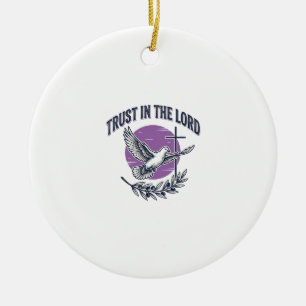 Ornamento De Cerâmica Confie no Senhor Pombo Camiseta Cristã Design (2