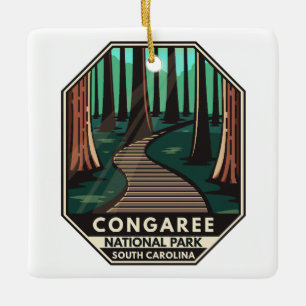 Ornamento De Cerâmica Congaree National Park Retro Emblem