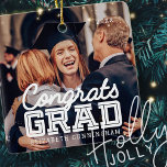 Ornamento De Cerâmica Congrats Grad Modern Simple Preppy Photo<br><div class="desc">This simple and classic design is composed of serif typography and add a custom photo.</div>