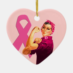 Ornamento De Cerâmica Consciência Rosie do cancro da mama o rebitador