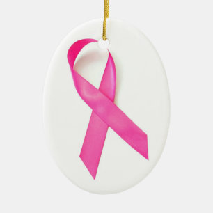Ornamento De Cerâmica Conscientização do Câncer de Mama Laço Rosa