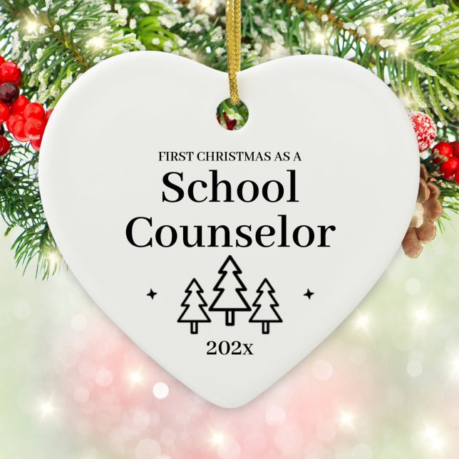 Ornamento De Cerâmica Conselheiro Escolar Primeiro Natal (School Counselor First Christmas Ceramic Ornament
)