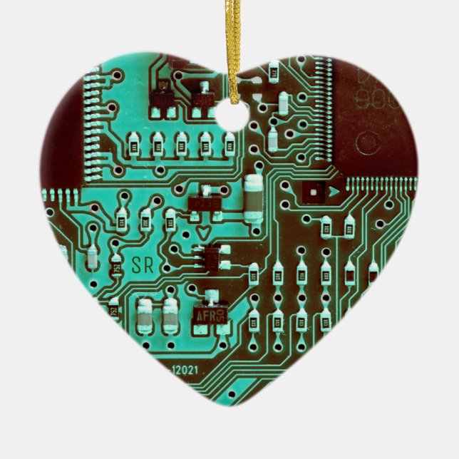 Ornamento De Cerâmica Conselho de circuito impresso azul Teal Geek PCB (Frente)