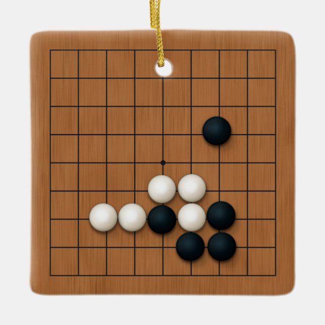 Ornamento De Cerâmica conselho Igo 9x9 com Pedras Personalizadas (Frente)