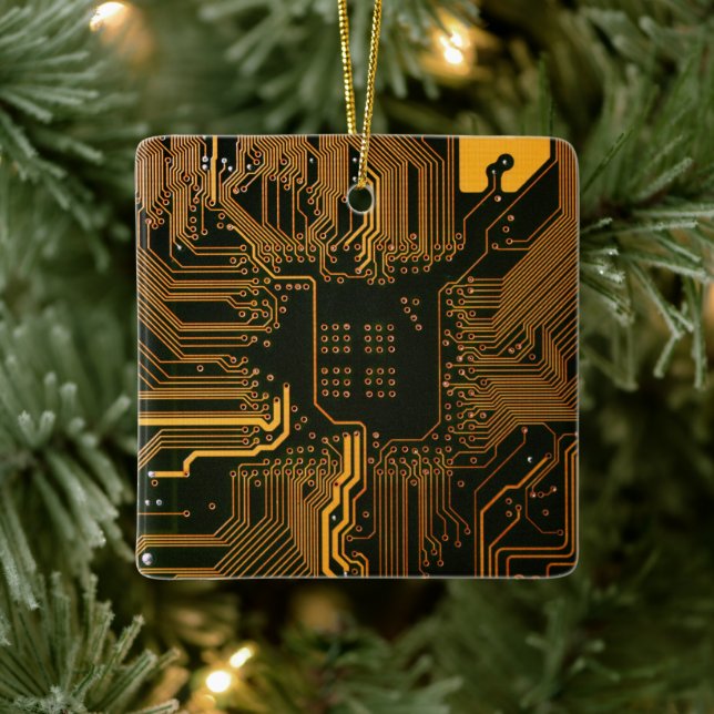 Ornamento De Cerâmica Conselho Nerd de saída PCB Laranja Circuito Eletrô (Árvore)