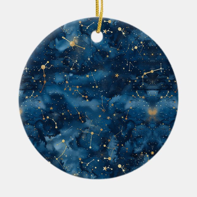 Ornamento De Cerâmica Constelação Celestial - Noite Estelar (7) (Frente)
