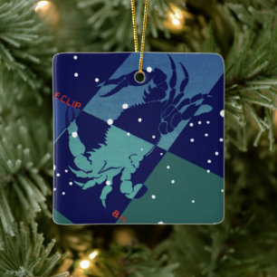 Ornamento De Cerâmica Constelação de Câncer Caranguejo Zodíaco Astrologi