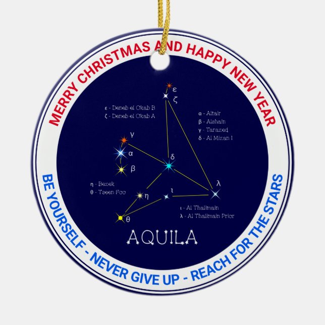 Ornamento De Cerâmica Constelação do Hemisfério norte Aquila (Frente)