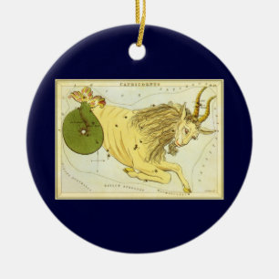 Ornamento De Cerâmica Constelação Vintage Capricórnio, Espelho de Urânia