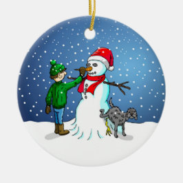 Ornamento De Cerâmica Construção de boneco de neve