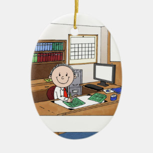 Ornamento De Cerâmica Contador, Homem - Presente de Cartoon Personalizad