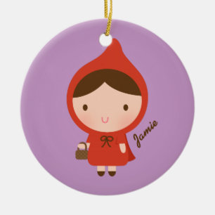 Ornamento De Cerâmica Conto de Fadas da Chapeuzinho Vermelho para Menina