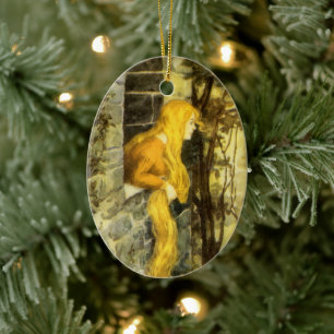 Ornamento De Cerâmica Conto de fadas do vintage, Rapunzel com cabelo