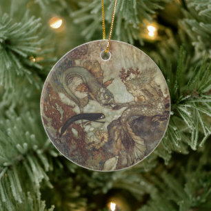 Ornamento De Cerâmica Conto de Fadas Vintage, A Sereia por Edmund Dulac