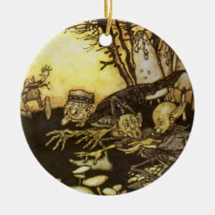 Ornamento De Cerâmica Conto de Fadas Vintage, Grupo de Trabalhadores por