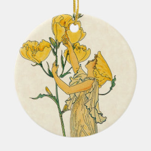 Ornamento De Cerâmica Conto de Fadas Vintage, Prímula Noturna, Walter Cr