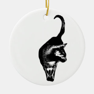 Ornamento De Cerâmica Contorno Felino Festivo