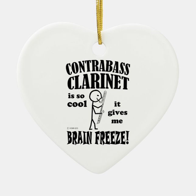 Ornamento De Cerâmica Contrabass Clarinet, Congelamento Cerebral (Frente)