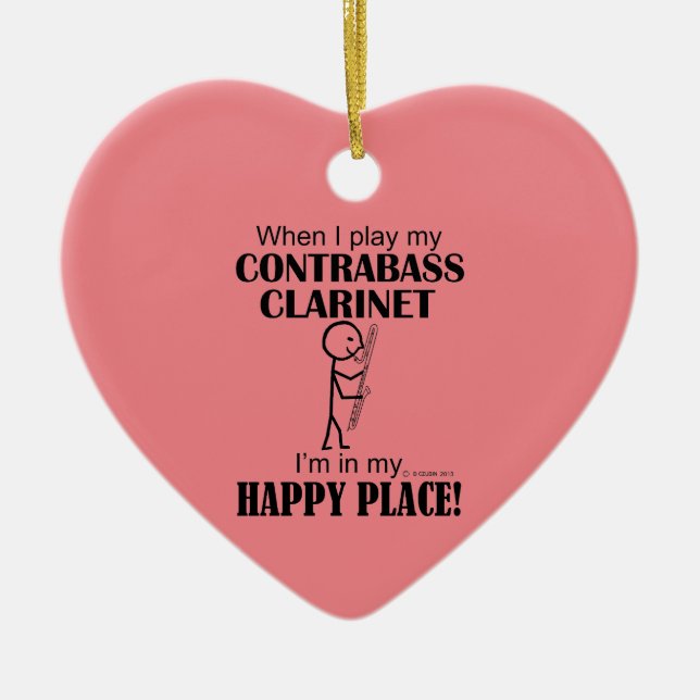 Ornamento De Cerâmica Contrabass Clarinet Happy Place Ornament Cerâmica (Frente)