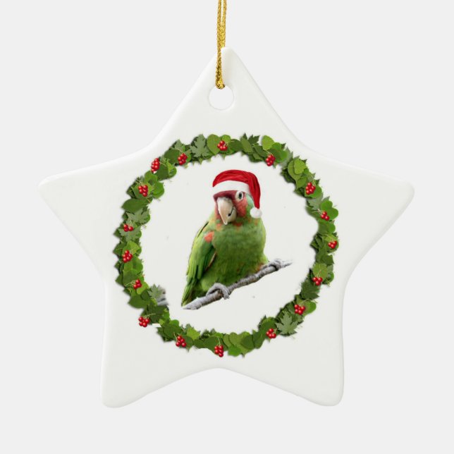 Ornamento De Cerâmica Conure Christmas Wreath (Frente)