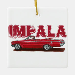 Ornamento De Cerâmica Conversível de Impala Vermelho 1962