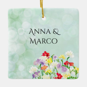 Ornamento De Cerâmica Convite floral de casamento