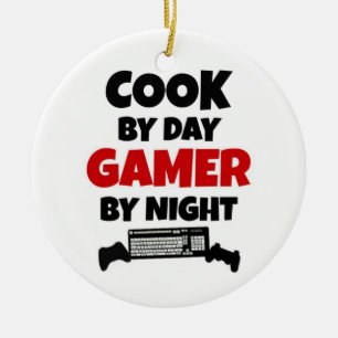 Ornamento De Cerâmica Cook by Day Gamer by Night