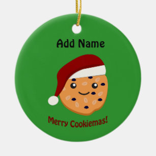 Ornamento De Cerâmica Cookiemas de Feliz cookie de Natal