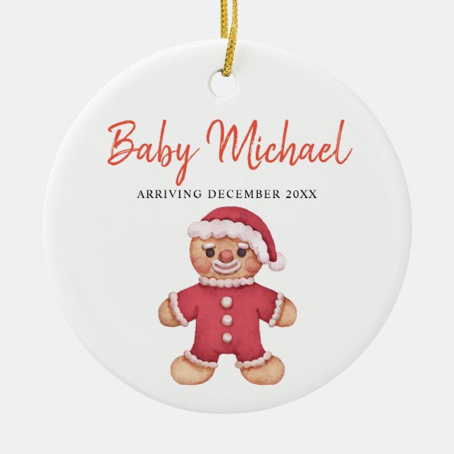 Ornamento De Cerâmica Cookies Arriving Baby Girl Pregnancy Announcement  (Frente)