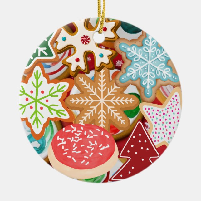Ornamento De Cerâmica Cookies de Natal (Frente)