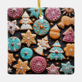 Ornamento De Cerâmica Cookies de Natal de cor clara