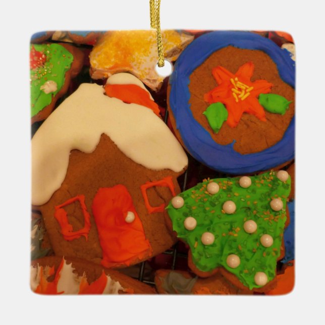 Ornamento De Cerâmica Cookies de pão de fosco (Frente)